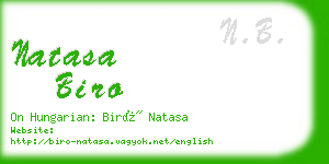 natasa biro business card